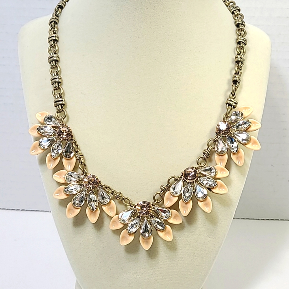 Gold Tone 5 Flowers Necklace, unbranded
